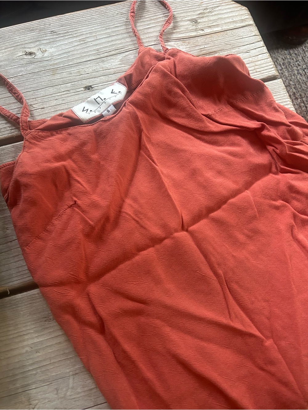 Spaghetti Strap Cami Tank Top - Rust
